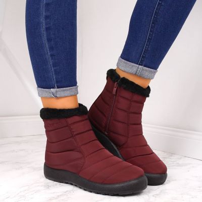 3. NEWS W EVE181C waterproof zippered snow boots, burgundy 