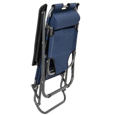 18. MULTIPLE-POSITION LEVEL CHAIR WITH HEADREST, NAVY BLUE