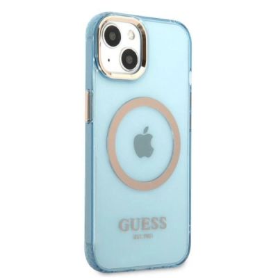 4. Guess Gold Outline Translucent MagSafe case for iPhone 13 - blue
