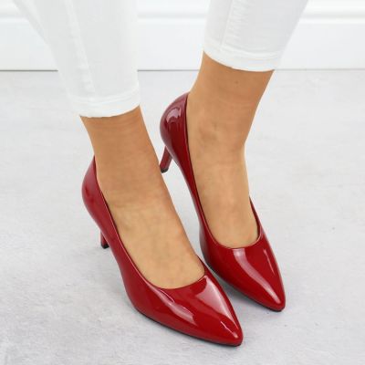 12. Women's patent leather pumps, red, Sergio Leone 1336