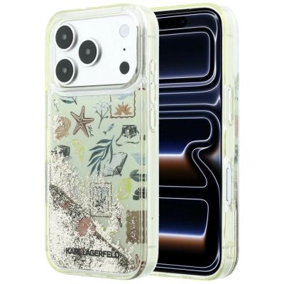 Karl Lagerfeld Liquid Glitter Beach & Sand Case for iPhone 17 Pro / 18 Pro - Beige