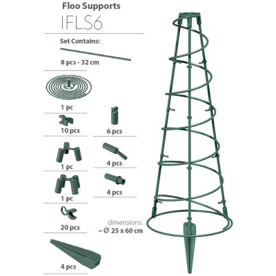 9. FLOO SUPPORTS PLANT SUPPORT CONICAL 25X60CM FOREST GREEN