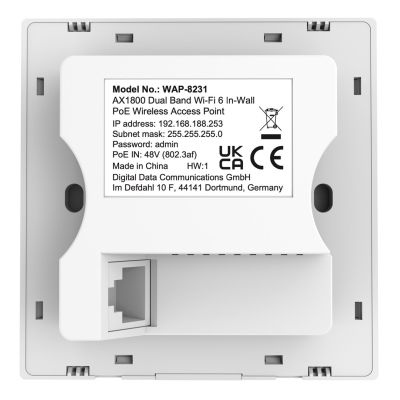 5. LevelOne AX1800 Dual-Band Wi-Fi Dual Band Wireless PoE Access Point 6 - 1800 Mbps - 574 Mbps - 1201 Mbps - 10,100,1000 Mbps - 2.412 - 2.484 - 5.18 - 5.825 GHz - IEEE 802.11a - IEEE 802.11ac - IEEE 802.11ax - IEEE 802.11b - IEEE 802.11g - IEEE 8