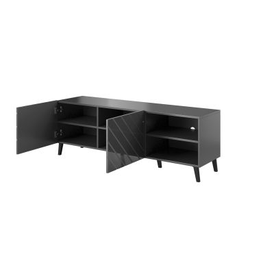 4. ABETO TV cabinet 150x42x52 graphite/glossy graphite