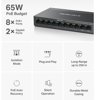 5. Mercusys MS110CP Network Switch PoE Support Black