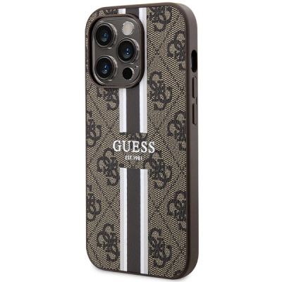 2. Guess 4G Printed Stripes MagSafe case for iPhone 15 Pro - brown