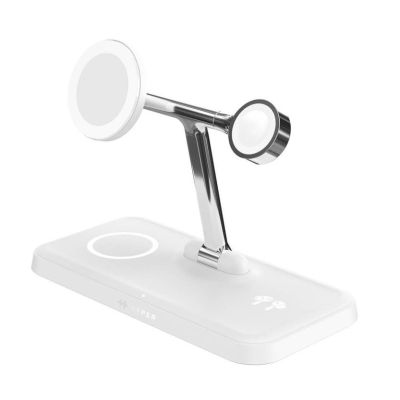 HyperJuice Qi2 4-in-1 Charging Station / Charging Stand - White