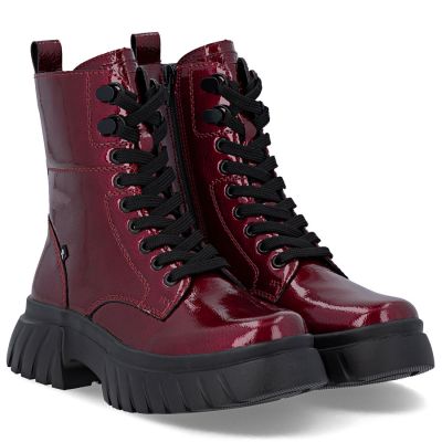 4. Women's leather ankle boots, burgundy platform, Rieker W1870-35