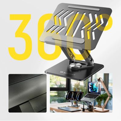 2. Wozinsky WRS-CPY84SB 360 Aluminum Laptop and Tablet Stand + Free Smartphone Stand - Black