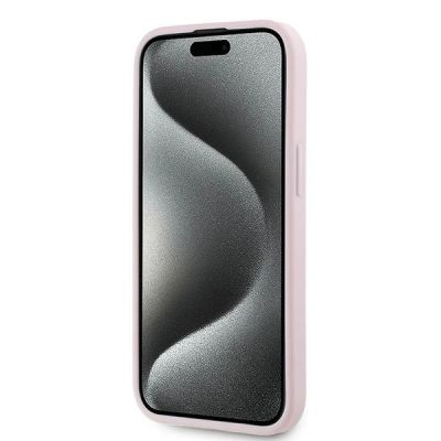 5. Karl Lagerfeld Diagonal Quilted Script case for iPhone 15 Plus / 14 Plus - pink