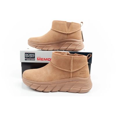 10. Skechers women's winter boots, insulated leather ankle boots, brown