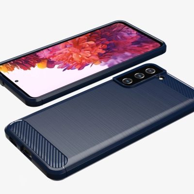 5. Carbon Case Flexible Cover TPU Case for Samsung Galaxy S21+ 5G (S21 Plus 5G) blue
