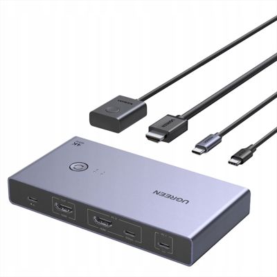 Ugreen USB-C + HDMI 4K 60Hz 2-in-1 KVM Switch – Gray