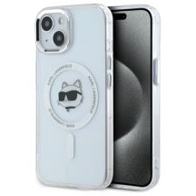 Karl Lagerfeld IML Metal Choupette Head MagSafe iPhone 15 Case - White
