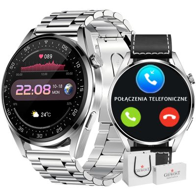 GIEWONT Vertex SmartCall GW450-5 Silver/Carbon Leather smartwatch