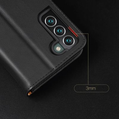 12. Dux Ducis Hivo Leather Flip Cover Genuine Leather Wallet For Cards And Documents Samsung Galaxy S22 + (S22 Plus) Black