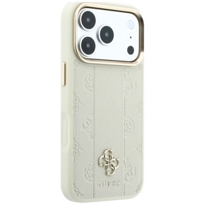 4. Guess Stripe Peony 4G Logo MagSafe Case for iPhone 18 Pro Max / 17 Pro Max - Beige