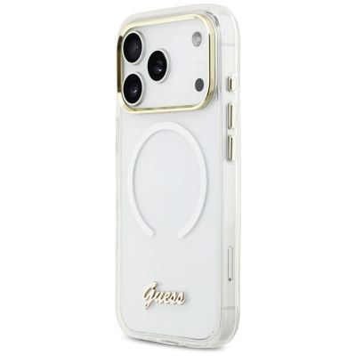 2. Guess IML Gradient Script Metal MagSafe Case for iPhone 17 Pro Max - White