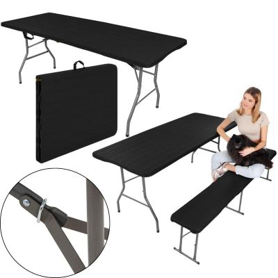 CATERING TABLE FOLDABLE INTO A SUITCASE 240x74x74CM 150KG BLACK