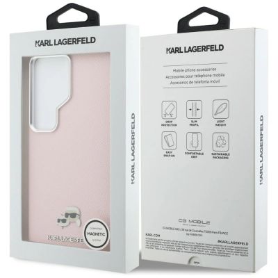 8. Karl Lagerfeld Saffiano KC Metal Logo MagSafe Case for Samsung Galaxy S26 Ultra - Pink