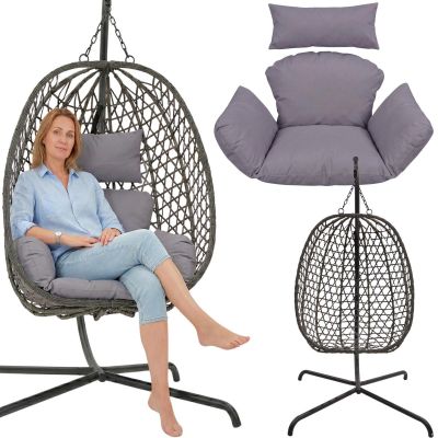 COCOON HANGING CHAIR WITH FRAME 195CM DARK GRAY 120KG