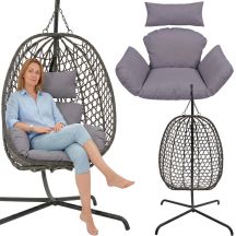 COCOON HANGING CHAIR WITH FRAME 195CM DARK GRAY 120KG