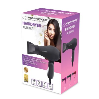 6. ESPERANZA HAIR DRYER AURORA 750W BLACK EBH003K