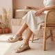 5. Women's flat leather sandals with crystals, gold, S.Barski 61-6004
