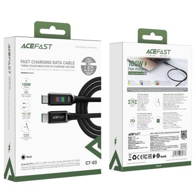 7. Acefast C7-03 USB-C USB-C 100W 1.2m cable with display - black