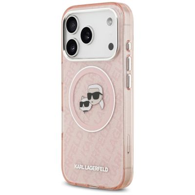 2. Karl Lagerfeld IML Glitter Karl & Choupette Heads Logo MagSafe Case for iPhone 17 Pro - Pink