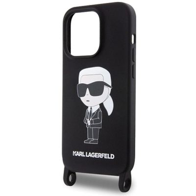 5. Karl Lagerfeld KLHCP15XSCBSKNK iPhone 15 Pro Max 6.7" hardcase black/black Crossbody Silicone Ikonik