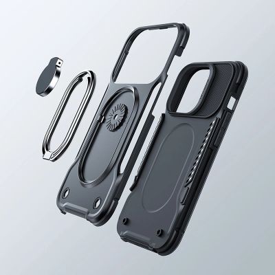 2. Joyroom Dual Hinge case for iPhone 14 Pro armored case with a stand and a ring holder black