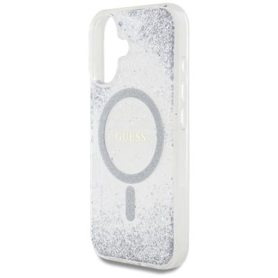 6. Guess HC Resin Bottom Glitter MagSafe case for iPhone 16 - silver