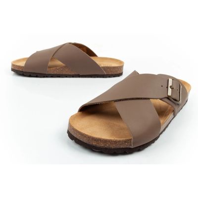 8. Bio Bio shoes men's slippers, profiled flip-flops, natural leather, brown