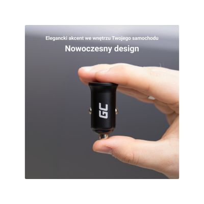 7. GREEN CELL CAR CHARGER GC POWERRIDE NANO38 38W 6A 1X USB-C 1X USB-A