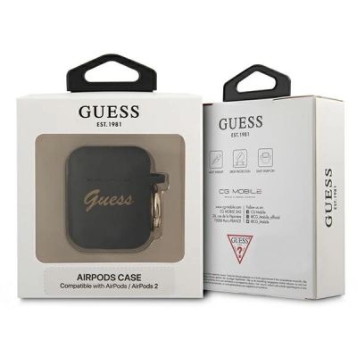 3. Guess GUA2SSSK AirPods cover black/black Silicone Vintage Script