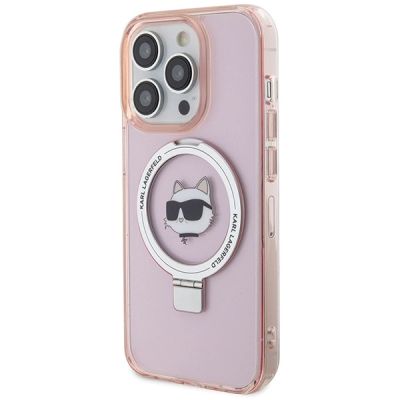 2. Karl Lagerfeld KLHMP15LHMRSCHP iPhone 15 Pro 6.1" pink/pink hardcase Ring Stand Choupette Head MagSafe