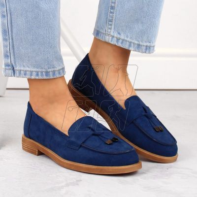 4. Vinceza W JAN281 blue suede low-heeled shoes