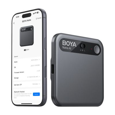 BOYA Notra Voice Recorder with AI Transcription - Black