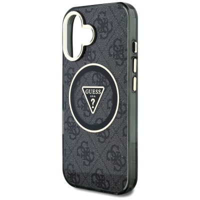 6. Guess IML Metal Glitter 4G Circle Triangle MagSafe Case for iPhone 16 - Black