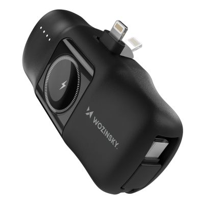 2. Wozinsky WF16-YLS 5000mAh 15W Lightning Mini Power Bank with Built-in USB-C Cable and Apple Watch Charger - Black