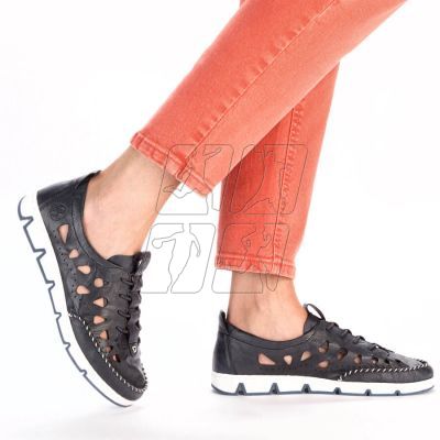 12. Leather openwork shoes Rieker W RKR652, navy blue