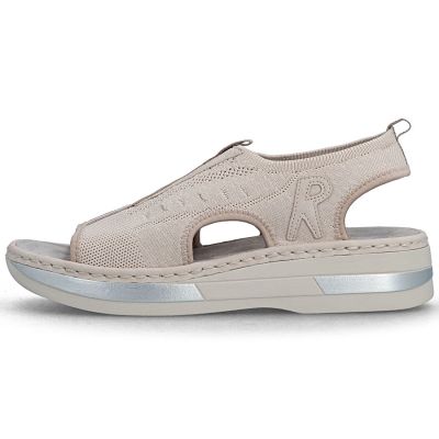 11. Women's pink slip-on platform sandals Rieker V59B5-31