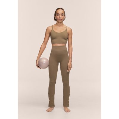 3. CASALL Women's Seamless Rib Slit Pants Green