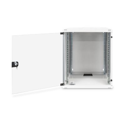 13. Digitus 19" 12U wall-mounted network cabinet 540x400, glass door, gray, undivided, unassembled, 60kg