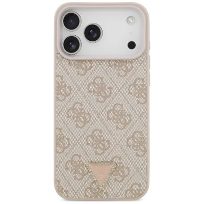 3. Guess Leather 4G Triangle Strass MagSafe Case for iPhone 17 Pro Max / 18 Pro Max - Pink