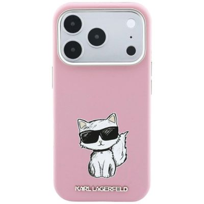 3. Karl Lagerfeld Smooth Choupette Sketch MagSafe Case for iPhone 18 Pro / 17 Pro - Pink