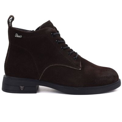 Women's leather ankle boots insulated suede brown Vinceza 39953