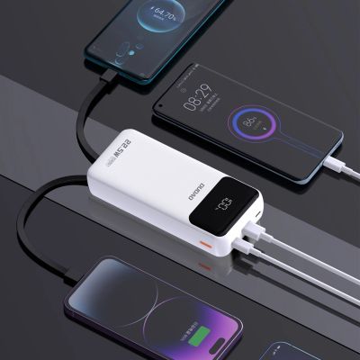 3. Dudao K15Pro Power Bank 20000mAh 22.5W PD USB-C / USB-A / Built-in Lightning and USB-C Cables - White