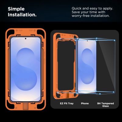 3. Tech-Protect Quick Set+ Tempered Glass for Samsung Galaxy S25 - Transparent
